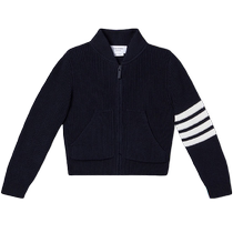 New products for autumn and winter] THOM BROWNE childrens 2024 cotton four-stripe zipper cardigan