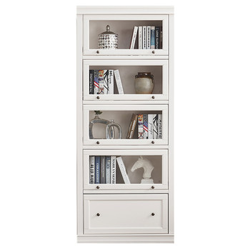 Solid wood floor-standing bookcase tempered glass door dustproof bookcase