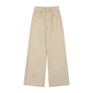 pusumede理想裤型 高腰牛仔裤女宽松直筒阔腿裤显瘦百搭休闲长裤