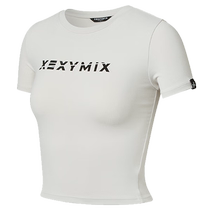 (Autonome) XEXYMIX vêtements de fitness vêtements de yoga à col rond pour femmes vêtements de sport minces T-shirt respirant à nombril