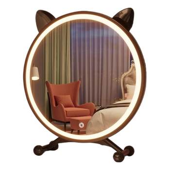 Desktop Makeup mirror smart led light beauty mirror girls modern simple bedroom round desktop mirrors HD