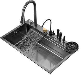 Mjoni german 304 thickened large single-slot sink kitchen raindance household knife holder washing dishes basin stainless steel