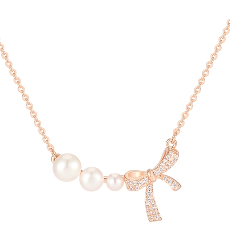 AJIDOU freshwater pearl necklace bow