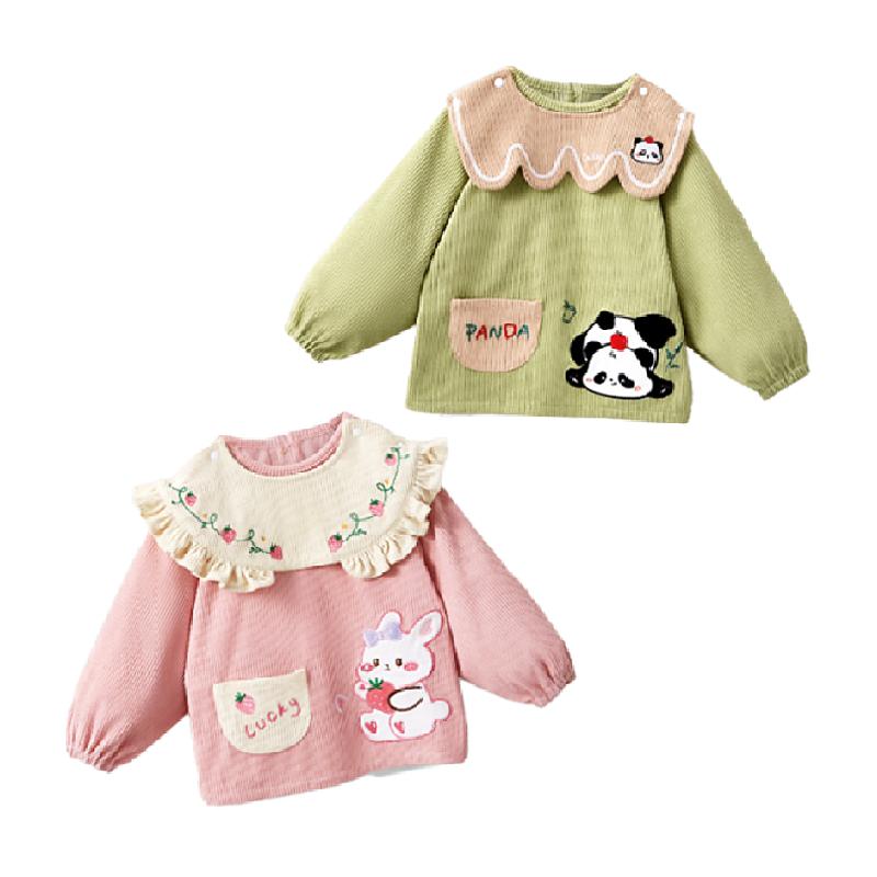 Aibedila baby autumn and winter corduroy reverse-wearing blouse