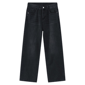 Awhite black loose straight jeans