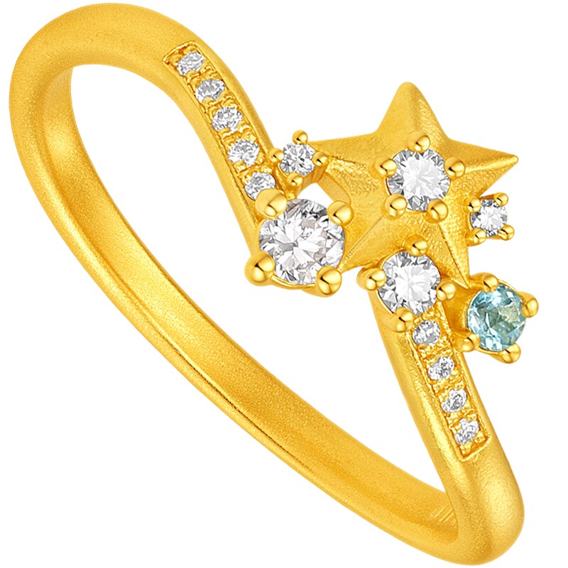 Trendy Acer souffle crown gold diamond ring pure gold ring hand ornament 5G Aurora Meteor inlaid with point diamond W