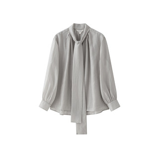 Into Fiction 双层天丝蝴蝶结高级感气质通勤长袖法式系带衬衫