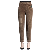 Autumn and winter high-waisted corduroy casual womens trousers womens velvet thickened trousers winter large size middle-aged corduroy mom pants