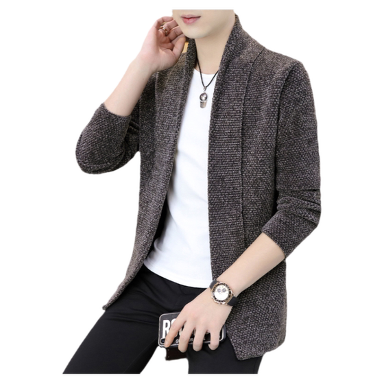 
2025 Spring and Autumn New Men's Sweater Mid-Length Knitted Cardigan Korean Style Handsome Youth Trend Coat Jacket