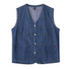 Middle-aged and elderly men's retro cotton denim vest plus size