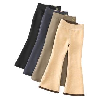 女童鲨鱼裤秋冬季儿童喇叭裤加绒加厚打底长裤子中大童瑜伽保暖裤