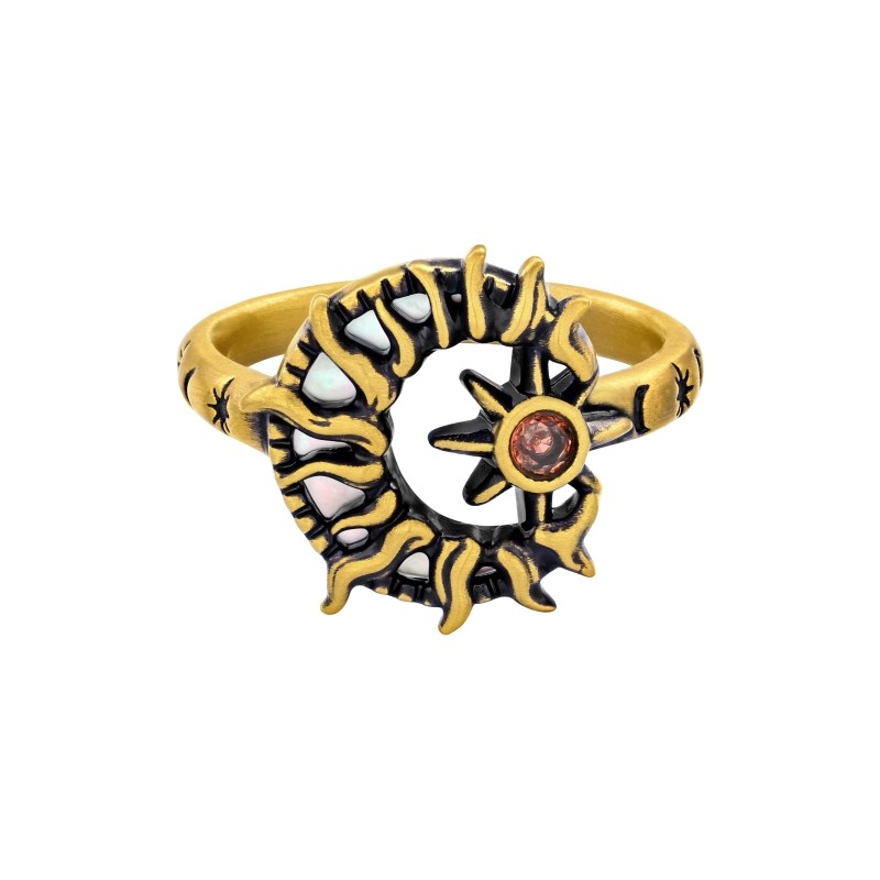 MONOLOGUE Monologue Thirty Degrees North Latitude Maya Black Gold Star and Moon Ring MRV37 as a birthday gift