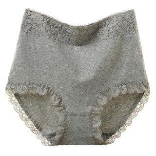 高腰内裤女纯棉蕾丝边收腹提臀红色全棉无痕大码棉质面料三角裤头