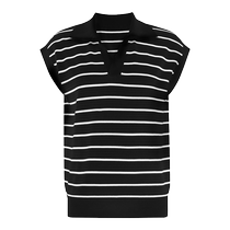 DEEP BREATH Take a deep breath my brother is really good. V-shaped micro profile sleeveless striped knitted vest A301599