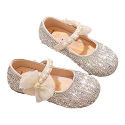 Girls' shoes Children's Princess Little Leather Shoes 2024 Spring and Autumn Spring New Year Spring Baby Crystal Single Shoes Girl Soft Bottom