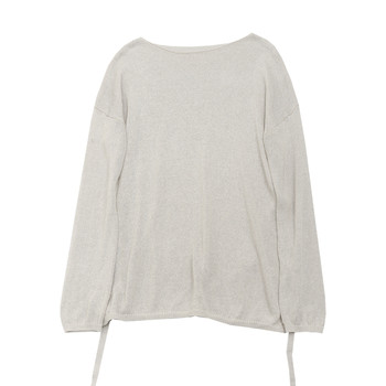Kngs ພາກຮຽນ spring retro style lazy loose thin ເລັກນ້ອຍ see-through ກາງ-length round neck pullover waisted sweater ສໍາລັບແມ່ຍິງ