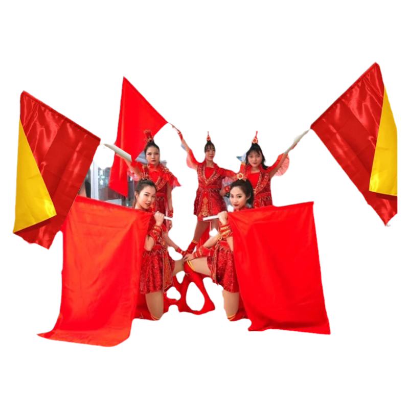 运动会演出旗子幼儿园儿童课间操手摇红黄旗武术表演旗双面战旗