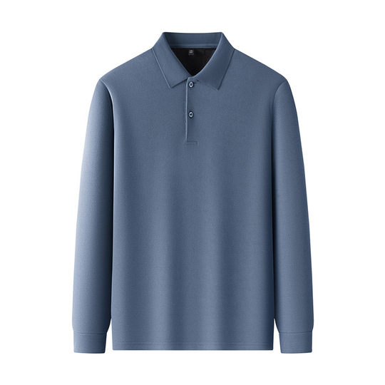 100%纯棉稻草人长袖t恤男士2025秋冬季加绒加厚商务POLO衫爸爸装