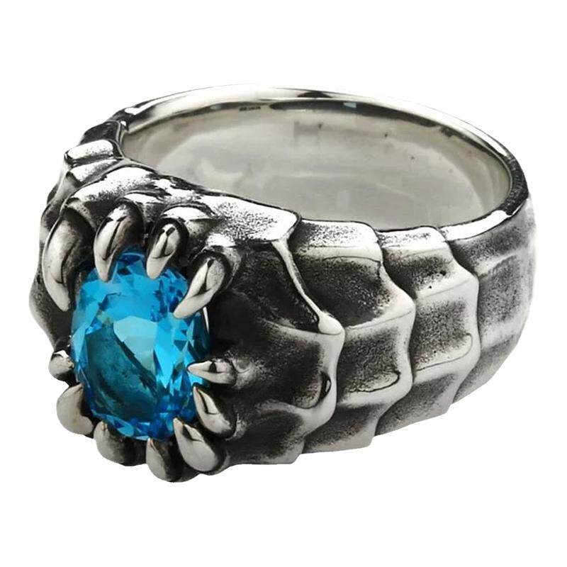 Bloody Mary crocodile ring blue topaz customized for men