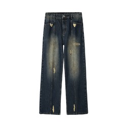 ER washed jeans ຜູ້ຊາຍ 2024 ພາກຮຽນ spring ໃຫມ່ American high street trousers retro distressed trousers pear-shaped ຮູບ nemesis