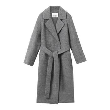 朗姿纯羊毛法式加厚时尚气质大衣2024冬新款高级感中长款毛呢外套