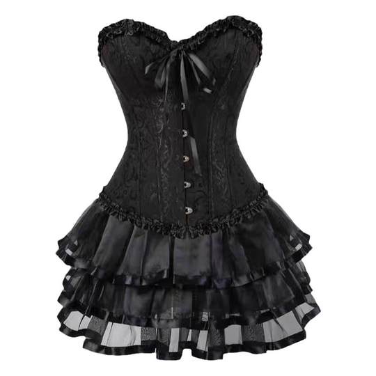 Sexy black swan jacquard fabric dark fluffy skirt