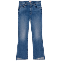 MOTHER INSIDER high-waist raw edge tassel cropped jeans for women 24 summer new arrival 1157-1008-DFF
