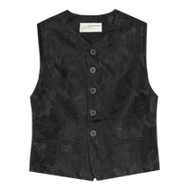(Ancient rhyme jacquard) puretea tea vinegar fiber dark grain texture vest for women black 2023 autumn