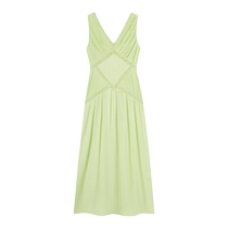 self-portrait 2024 spring and summer new style fruit green hollow lace decorated exquisite dress mid-length skirt