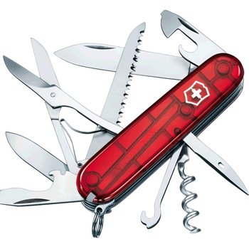 Victorinox Swiss Army Knife 91MM 1.3713.T Transparent Red Hunter Army Knife Multifunctional Swiss Knife Folding Knife