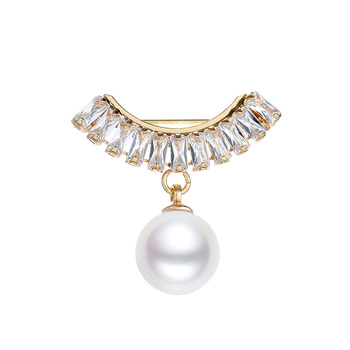 Simple collar anti-exposure artifact pearl brooch high-end women's exquisite corsage small pin buckle fixed clothes accessories