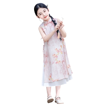 Cheongsam girls new Chinese style 2024 new Ao Dai summer thin childrens Republic of China style high-end dress Chinese style