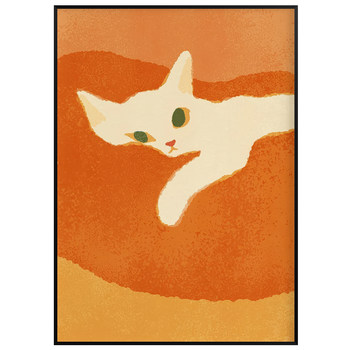 Cat sofa background wall hanging painting meter box living room decoration painting bedroom cartoon mural simple art oil painting