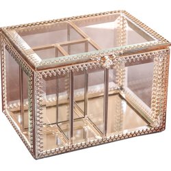 Retro glass non-acrylic cotton swab storage box cotton swab small box transparent dressing table desktop storage cotton swab