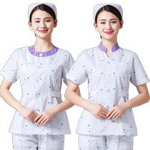 Nurse uniform summer short-sleeved female split suit stand collar floral full set uniform two-piece beauty nurse work clothes