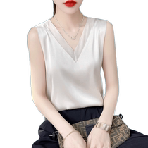 V-neck silk camisole for women mulberry silk satin sweetheart neck sleeveless T-shirt bottoming shirt with suit