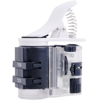 Portable identification stamps with lights, coins and jewelry magnifying glass