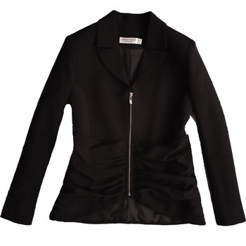 2023 ພາກຮຽນ spring ຮູບແບບໃຫມ່ Wang Likun ຄົນອັບເດດ: ເກົາຫຼີ Retro Versatile Black Casual Slim Zipper Suit Outerwear