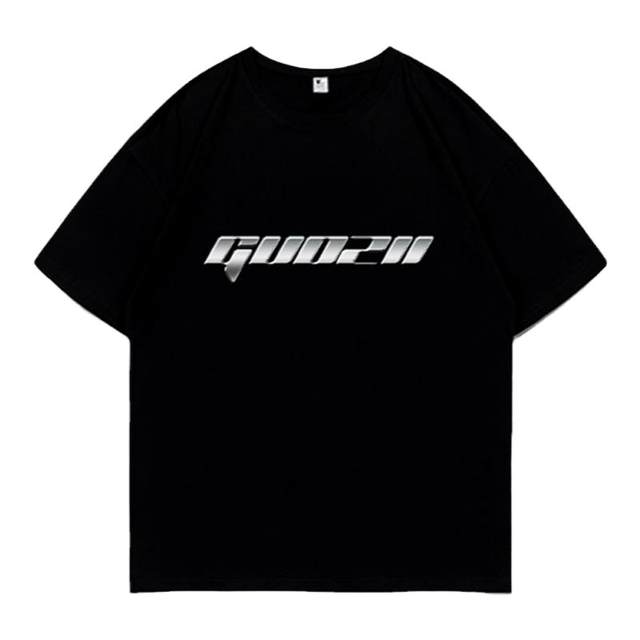 Short-sleeved shoulder-mounted regular printed pure cotton T-shirt for women