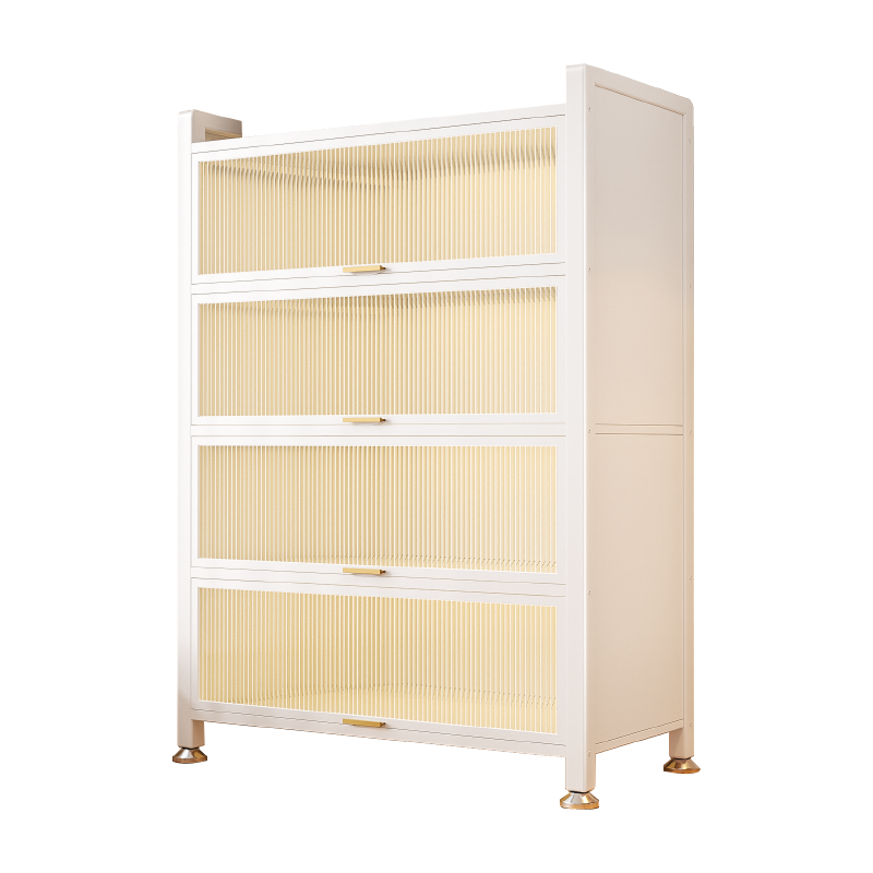 Steel bookshelf with door children's bookcase floor-standing home living room storage cabinet dust-proof display cabinet iron storage shelf