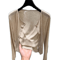 Summer ice silk modal shawl womens thin sun protection cardigan with suspender skirt and black knitted blouse