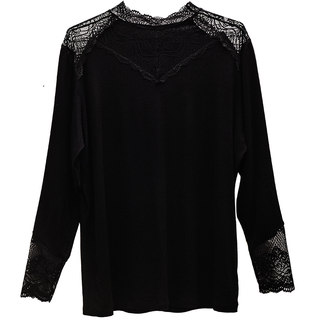 Fifth Princess black turtleneck lace bottoming shirt