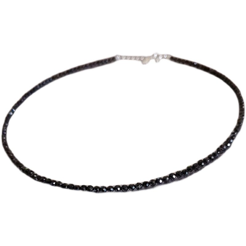 Natural black spinel super flash clavicle chain