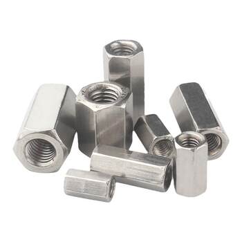 304 ສະແຕນເລດ hexagonal extended nut galvanized round cylindrical screw nut screw connection female joint nut