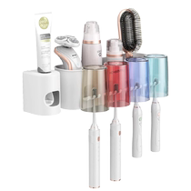Toothbrush rack household set light luxury bathroom storage wall-mounted punch-free toothpaste tooth cup rack wall-mounted
