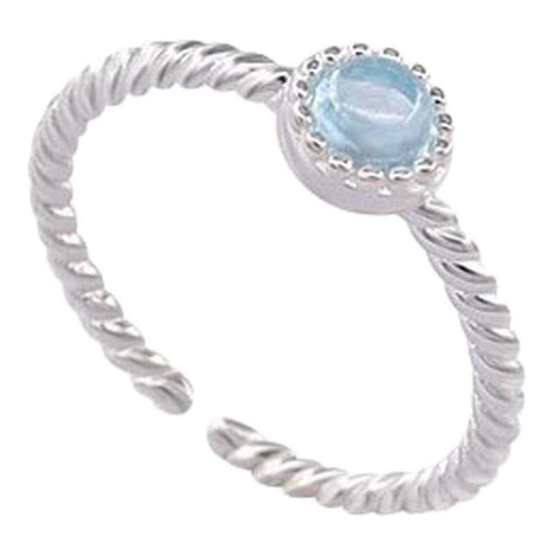 S925 sterling silver natural aquamarine ring