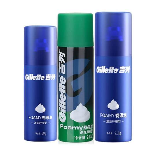 吉列剃须泡沫组合装柠檬210g+薄荷210g+柠檬50g手动刮胡剃须膏