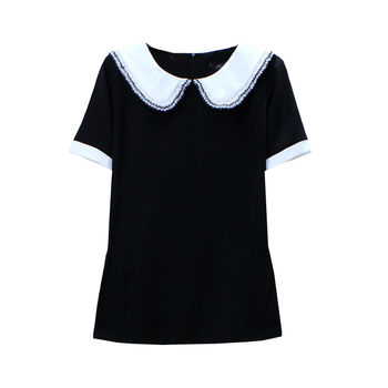Plus size baby doll collar belly skirt chiffon shirt