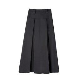 Large size black skirt for fat girl with autumn pear-shaped figure and slim pleated skirt with versatile design and trendy A-line skirt