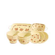 Shery Cream Bear Ceramic Bowl Set household cute rice dish dish dish bowl Joe - migrate tableware 12 pieces